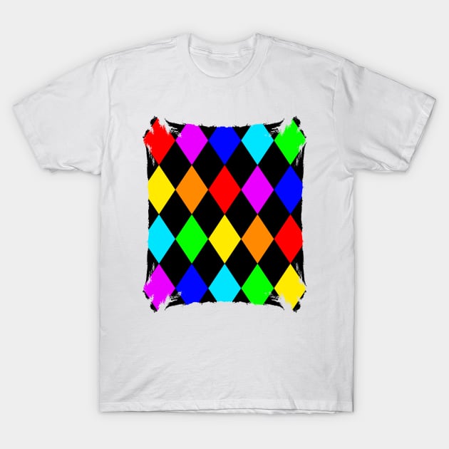 Multicolor Harlequin Pattern - Diamond Pattern T-Shirt by cInox